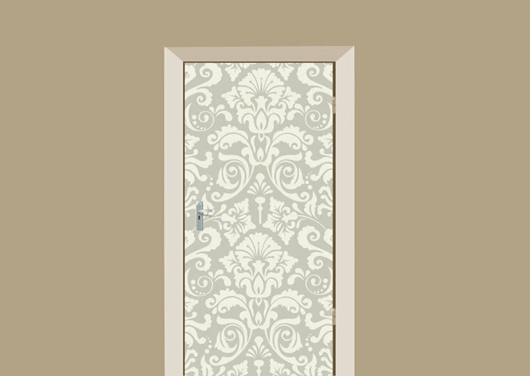 Deursticker Barok Wit Grijs 85x215cm (BxL) 3 Deursticker Barok Wit Grijs 85x215cm (BxL)