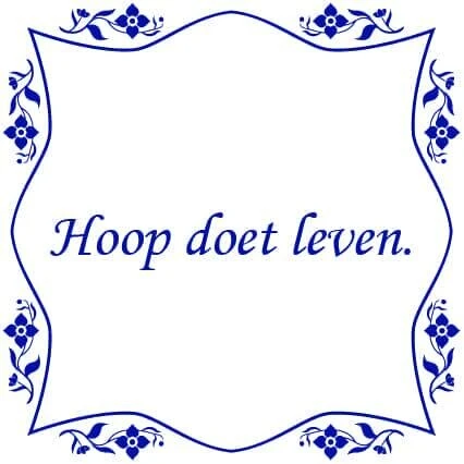 Tegelsticker Met Spreuk Bloem "Hoop Doet Leven" 3 Tegelsticker Met Spreuk Bloem "Hoop Doet Leven"