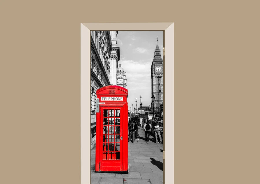 Deursticker Londen Telefooncel 3 Deursticker Londen Telefooncel