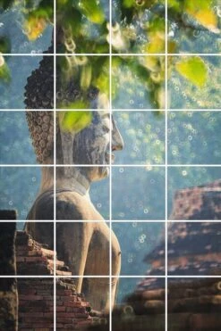 Foto Tegelsticker 15x15 'Boeddha In De Natuur' 90x60 Cm Hxb