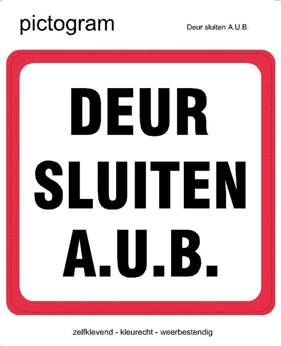 Pictogram Sticker Deur Sluiten A.u.b. (10x10cm) 3 Pictogram Sticker Deur Sluiten A.u.b. (10x10cm)