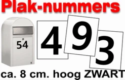 Huisnummer / Container Stickers Zwart 8CM