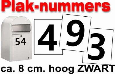 Huisnummer / Container Stickers Zwart 8CM 3 Huisnummer / Container Stickers Zwart 8CM