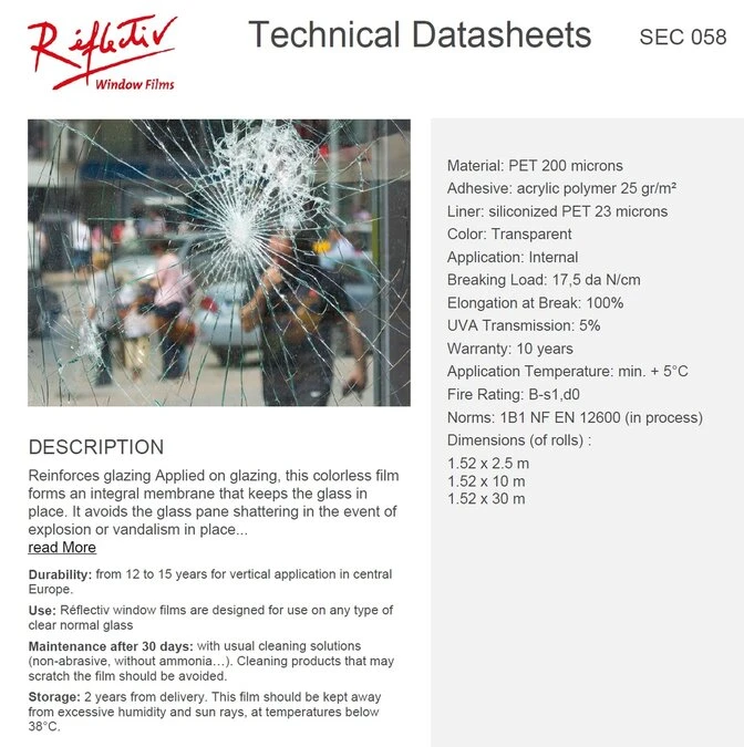 Veiligheidsfolie 200 Microns (Circa 61cm) 6 Veiligheidsfolie 200 Microns (Circa 61cm) - Afbeelding 4
