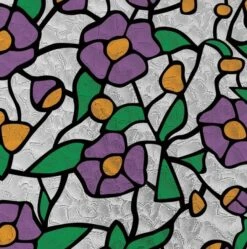 Raamfolie Glas In Lood Paarse Bloem (45cm)